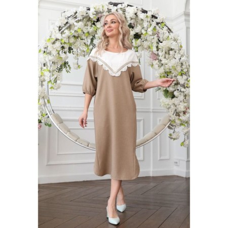 Female dress, size 50, beige color-6