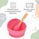 Baby plate on a suction cup, spoon, crumb I, pink color