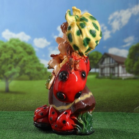 Garden figure "Gnome Girl Boy Cowdow with Grapes" 44x21x64cm-7
