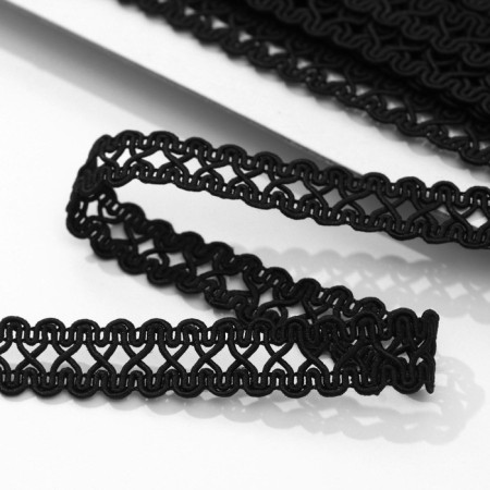 Decorative braid “Sanding clock”, 14 mm, 10 ± 1 m, black color-1