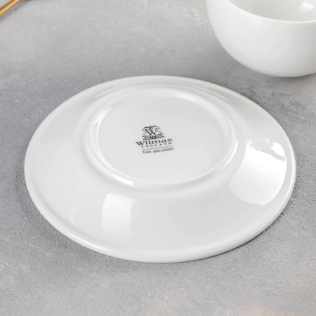 Tea steam porcelain Wilmax Olivia, 2 items: a cup 250 ml, a saucer d = 15 cm, white color-2