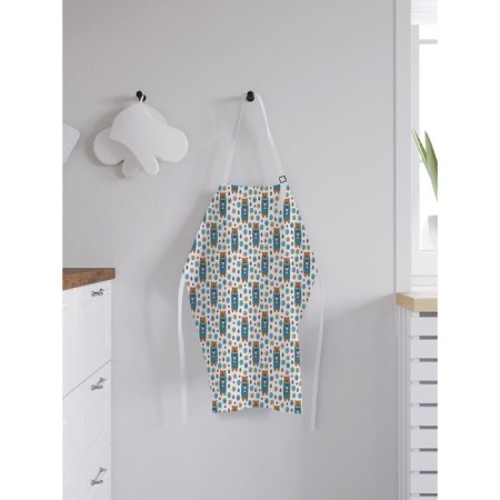 Apron of a kitchen with a photo print "Bear with a gift", adjustable, size OS