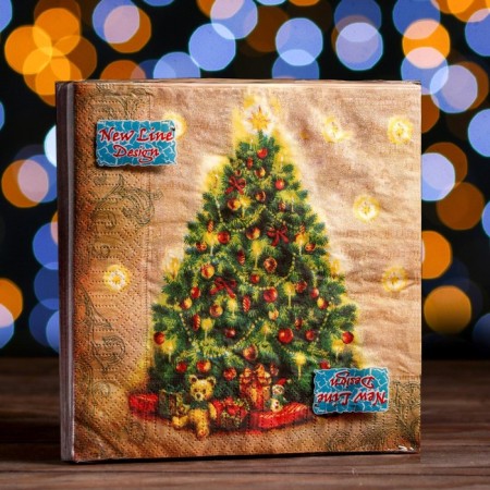 New Year's napkins Paper New Line Fresco "Christmas tree", 33x33 cm, 3 layers-3