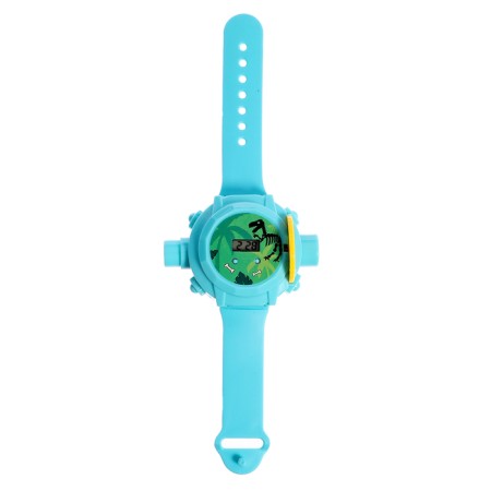 Dinosaur-clockwork clock, lighting effects, 24 pictures, blue color-1