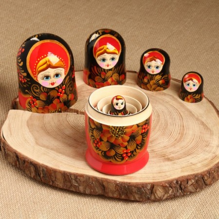 Nesting doll "mountain ash", black handkerchief, 5 puppet, 18 cm-3