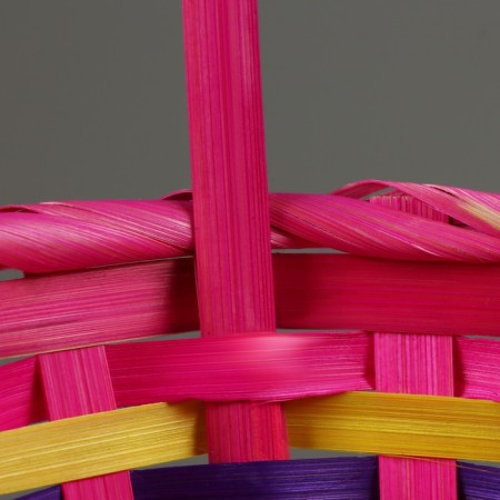Wicker basket, d25 x 18 x 10/45 cm, pink, bamboo-3