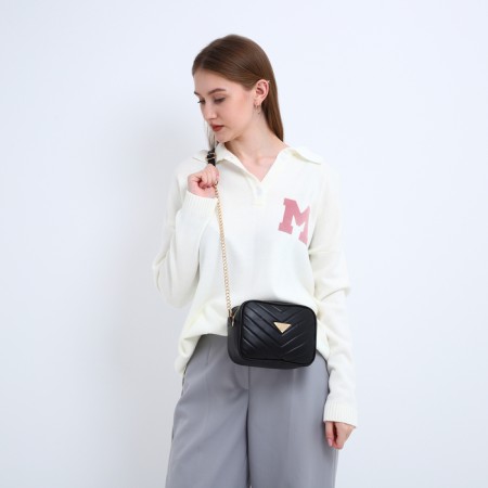 Bag with a line and color lining, black color-4
