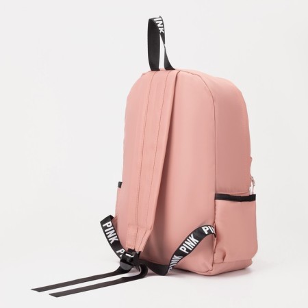 A backpack with a zipper, an outer pocket, 2 side pockets, pink color-3
