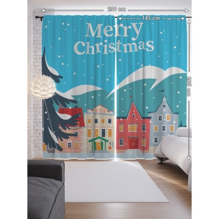 Photostes "Christmas town", Saten, size 145x265 cm, 2 pcs