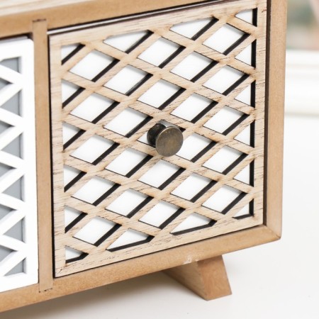 Casket wood chest of drawers 3 boxes "mesh" beige-white 10x33x14 cm-2