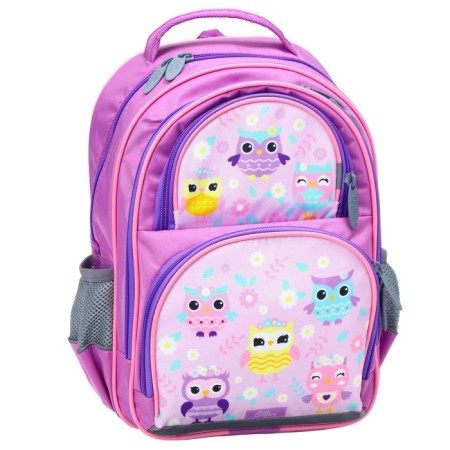 School backpack, 36 x 23 x 13 cm, ergonomic back, calligrata n "owl", lilac-14