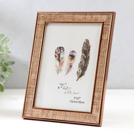 Photo frame plastic 13x18 cm "Wood drawing" with copper stroke 21.5x16.5 cm-1