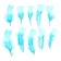 A set of feathers for decor 10 pcs., Size 1 pc: 10 × 4 cm, blue color