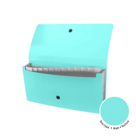 Folder folder, 260 x 138 mm (Travel), 12 departments, 600 μm, Erichkrause "Diagonal Pastel", on the button, embossing "Sand", mix-1