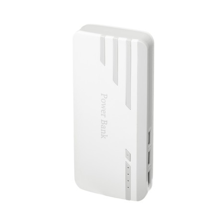 Luazon PB-25 external battery, 10,000 mAh, 3 USB, 1 A, indicator, flashlight, gray-white