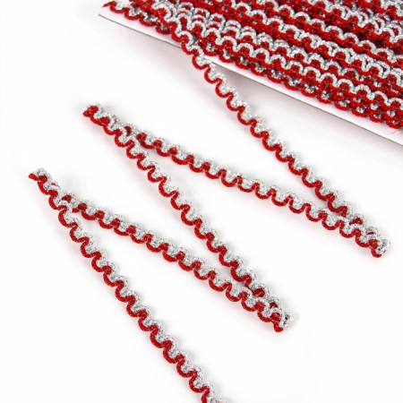 Red-silver braid “wave”, width 0.8 cm, in package 25 m-1