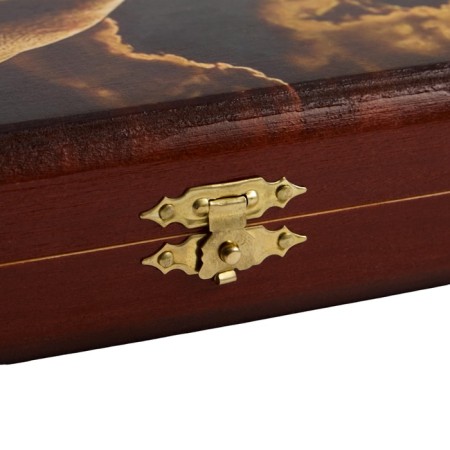 Wooden backgammon with checkers, board game "Leo and Moon", 40 x 40 cm-5