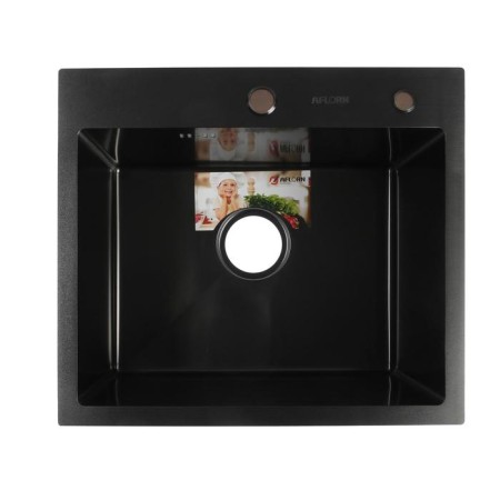 Kitchen sink Aflorn AF95044F, Sredal, S = 3.0 and 0.8 mm, 50x44x22 cm, siphon, graphite