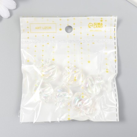 Busina for creativity plastic "heart with crown transparent mother -of -pearl" 2.1x1.4x2.5 cm-3