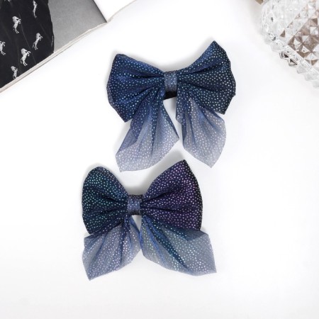 Hair clip "Marta" (set 2 pcs) shine, 7.5 cm, blue-2