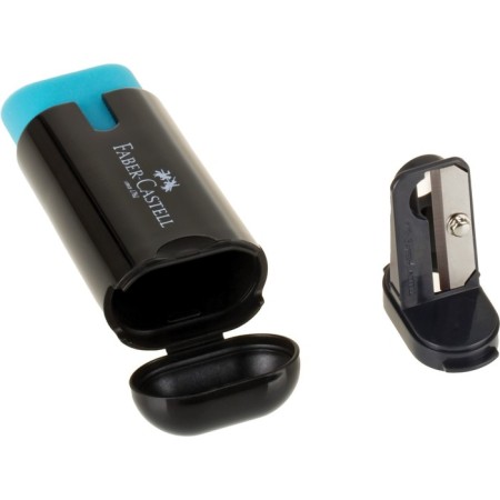 Plastic grinder with Faber-Castell Combi eraser, 1 hole, container, mix-4