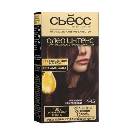 Hair dye Syoss Oleo Intense, tone 4-15, walnut chestnut