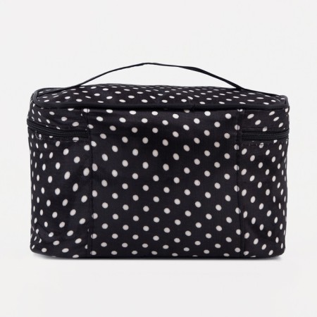Cosmetic bag with a zipper, with a mirror, black color-1
