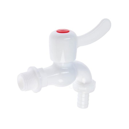 Water tap with Zein Z2188 fitting, with a flat handle, pp, with a ball mechanism, white 55412-2