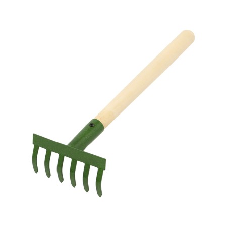 Small straight rakes, 6 teeth, length 31 cm, metal, wooden handle-2