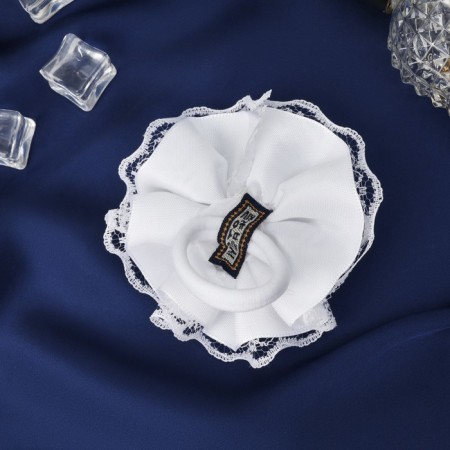 Hair elastic band Bant "Schoolgirl" lace and beads, D-7 cm, white-1