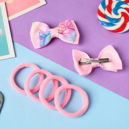 Annette hair set (4 elastic bands, 2 clamps) bright bows, 5.5x3.5 cm-2