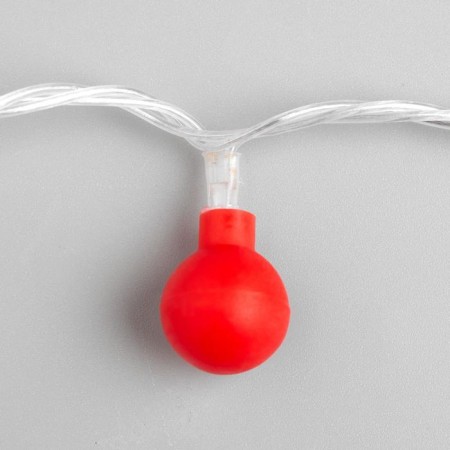 Garland “thread” 5 m with nozzles “Red Balls”, IP20, transparent thread, 30 LED, red glow, 8 modes, 220 V-5