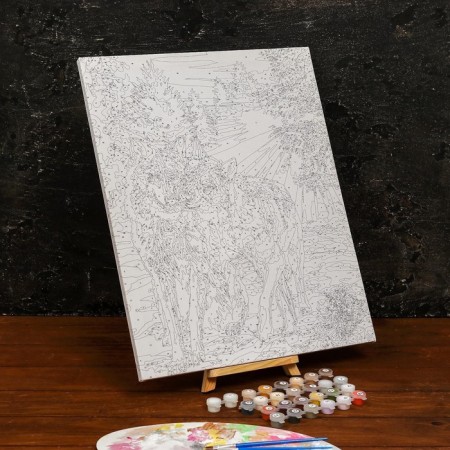 Picture on numbers on a canvas with a subframe "Wolves", 40 x 50 cm-2