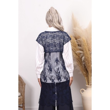 Women's tunic, size 48, blue color-10