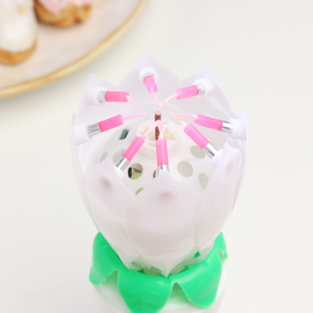 Candle for the cake musical "Tulip", spinning, white, 14.5 × 6 cm-5