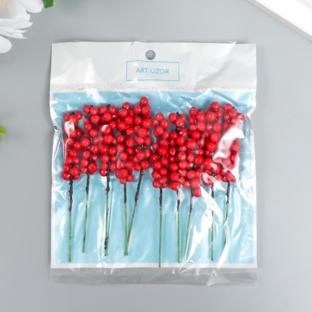 Decor for creativity "Vetochka with berries" Red set 10 pcs 1x1x9 cm-3