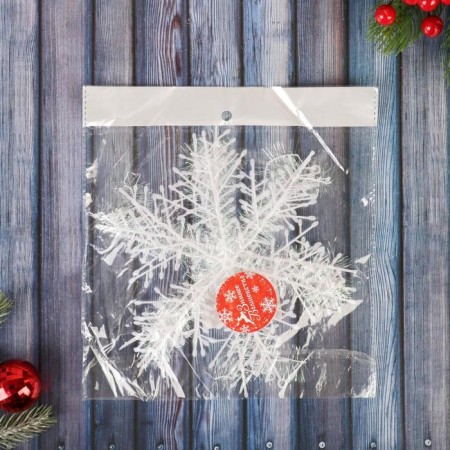 Jewelry decoration "Snowflake - fluff" (set of 3 pcs) D -21 cm, white-1