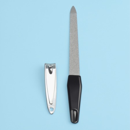 Manicure set, 2 objects, black/silver color-1