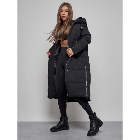 Coat insulated winter female, size 48, black color-11