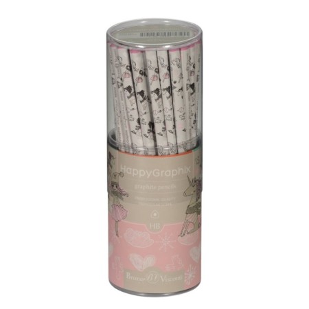 Chernographic pencil 2.0 mm Happy Graphix "Girl and unicorn. Hearts", HB, three -sided-1