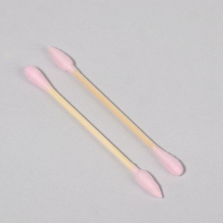 Bamboo cotton sticks, pointed, 7.5 cm, 100 pcs, pink color-5