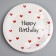 Disposable paper plate "Happy Birthday", hearts, 18 cm