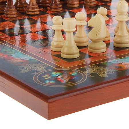 Board game 3 in 1 "Flowers": chess, checkers, backgammon, wood 50 x 50 cm-11
