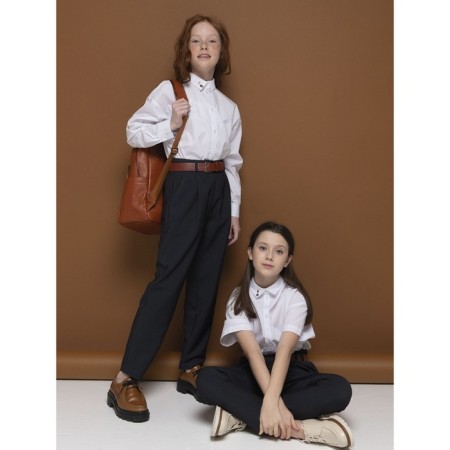 Pants for girls, height 134 cm, gray color-8