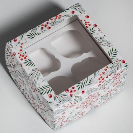 Capcake box "Happy New Year" 16 x 16 x 10 cm, new year-2