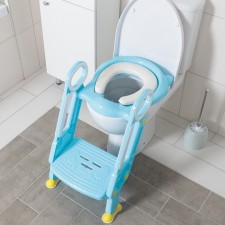 Children's lining - a seat on the toilet with a step, with a soft seat, blue color