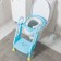 Children's lining - a seat on the toilet with a step, with a soft seat, blue color