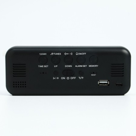 Clock - Electronic desk alarm clock: calendar, thermometer, hygrometer, 16.8 x 6.6 cm-1