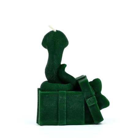 Interior candle in the box "Snake with a gift", green 77 x 61 x 35-4