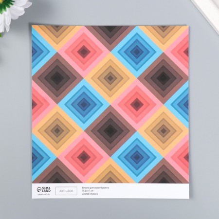 Scrapbooking paper bilateral "bright geometry" density 180 g 15.5x17 cm-3